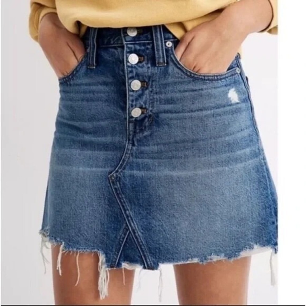 Madewell Rigid A Line Button Fly Denim Skirt Womens 25 100% Cotton